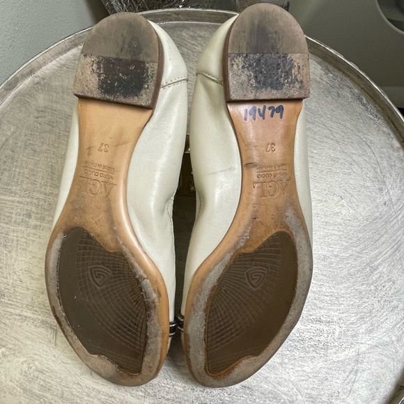 AGL Tan Leather Snakeskin Ballerina Flats Size 7 - Picture 6 of 11